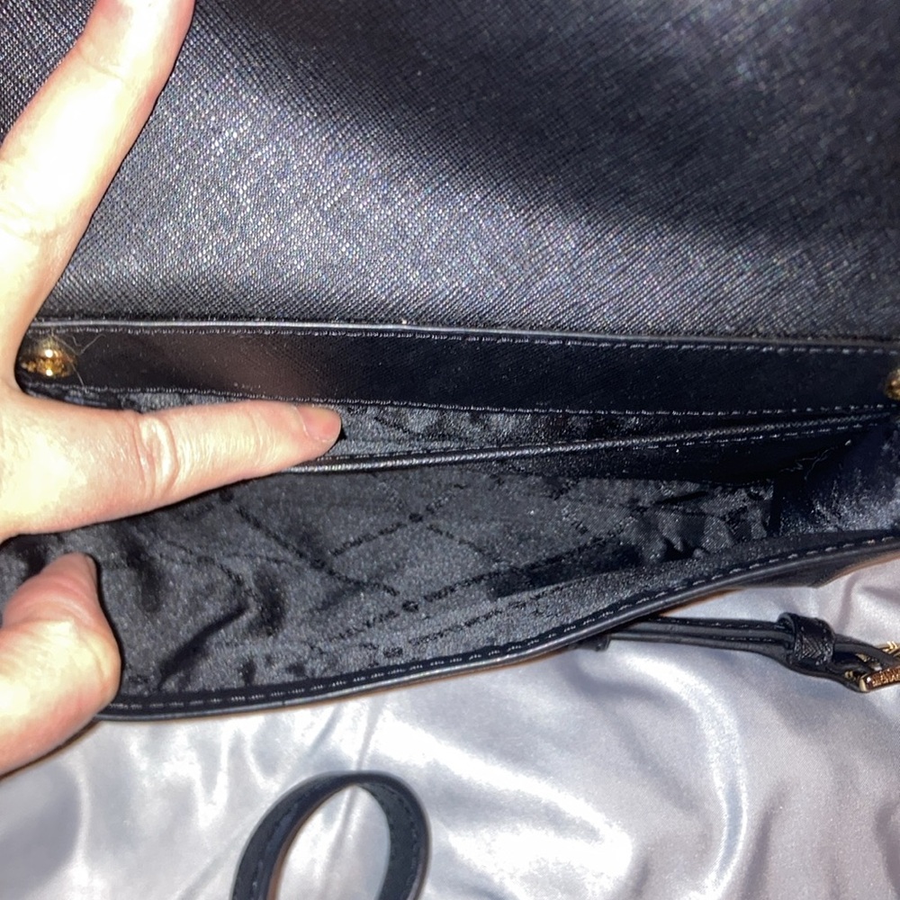 Michael Kors Saffiano Leather Black Convertible Crossbody with Gold Chain (ABBA) - Picture 11 of 16